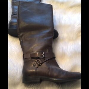 ENZO ANGIOLINI WIDE CALF LEATHER RIDING BOOTS